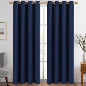 Diraysid Navy Blue Grommet Blackout Curtains for Bedroom Thermal Insulated Room Darkening Curtains Drapes, 52 x 84, 2 Panels
