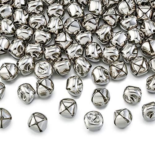 Zhanmai Jingle Bells, 1/2 Inch Craft Bells Bulk, Christmas Bells for Crafts DIY Bells for Wreath, Holiday Home and Christmas Decoration (Silver)