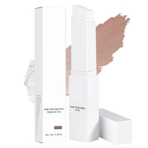 Cover Cream Stick, Color Changing Foundation Stick, Skin Matching Cover Cream with Medium to Full Coverage Dewy Finish Base Makeup, Dual-Ended with Detachable Brush (Tan)