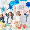 6 pcs Blue 4D Round Balloons, Royal Blue Sliver Birthday Decorations, 22 Inch Giant Star Explosion Foil Balloons Large Mylar Balloon for Birthday Party Gender Reveal Supplies