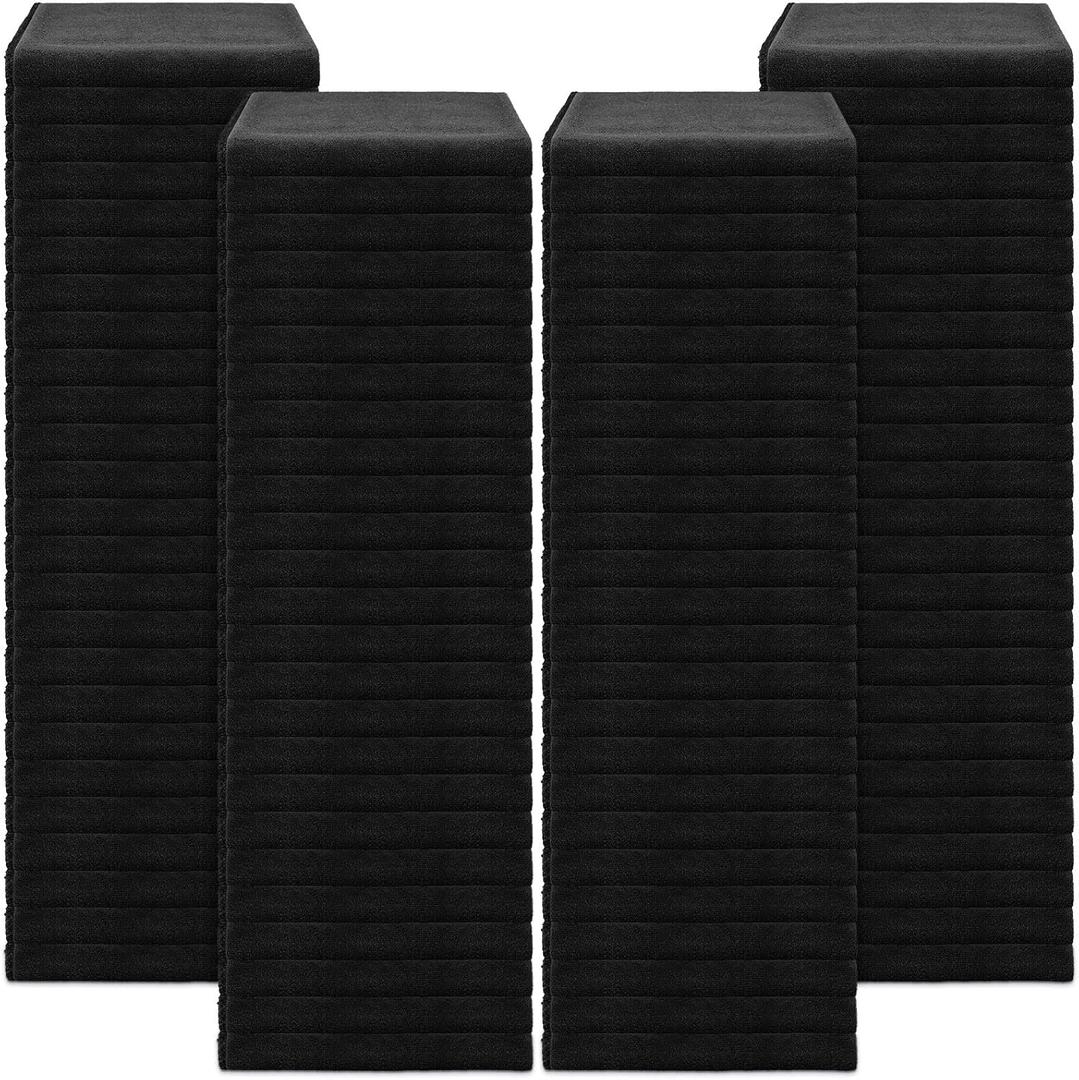 Newwiee 100 Pieces Large Black Microfiber Salon Towels Bulk 16 x 27 Inch Absorbent Hair Drying Towels Bleach Proof Hand Towels Salon Towels Set for Gym Bath Spa Shaving Shampoo Home