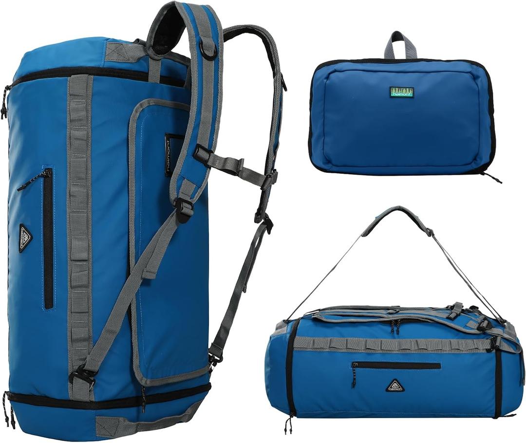 Haimont Collapsible Duffel Bag Backpack 50L for Travel Gym Hiking Camping Sports Outdoor Water Repellent Duffel Bag with Backpack Straps, Navy (Dark Blue)
