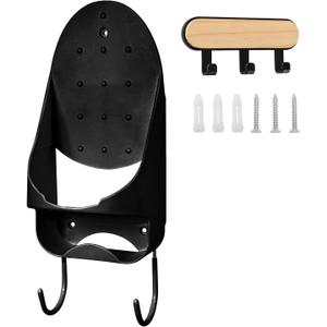 Extra Large Ironing Board Hanger Wall Mount,Laundry Room Iron and Ironing Board Holder Laundry Room Decor Organization,Electric Iron Holder Ironing Board Rack Household Bathroom Shelf (Black - Extra Large)