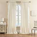 FOLKSIDE Cream Curtains 96 Inches Long for Living Dining Room Girls Bedroom 2 Panels Set Ivory Priscilla Ruffle Drapes Rod Pocket Large Window Curtains Decor for Room Divider Office, 52''x 96''