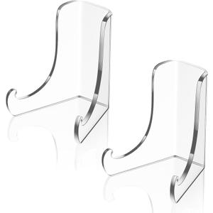 Chunful 2 Pieces Acrylic Plate Stands Clear Acrylic Easels Display Stands with Deep Support Shelves for Display Card Holder Photos Book Picture Table Top Holder Home Decors (5.1 x 5 x 6 Inch)