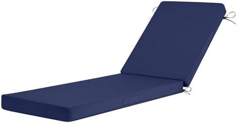 Basic Beyond Chaise Lounge Cushions Outdoor, 3-Layer Waterproof Outdoor Furniture Cushions with Removable Cover and 4 Ties, 72"x21"x3" Patio Lounge Chair Cushions for Outdoor Furniture, Navy