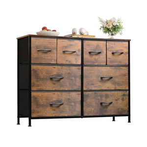 WLIVE Dresser for Bedroom with 8 Drawers, Wide Fabric Dresser for Storage and Organization, Bedroom Dressers, Chest of Drawers for Living Room, Closet, Entryway, Rustic Brown Wood Grain Print