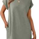 LILLUSORY Womens Summer Casual Short Sleeve T Shirt Dress 2025 Spring Vacation Beach Mini Sundress Loose Clothes with Pockets (Small, Grey)