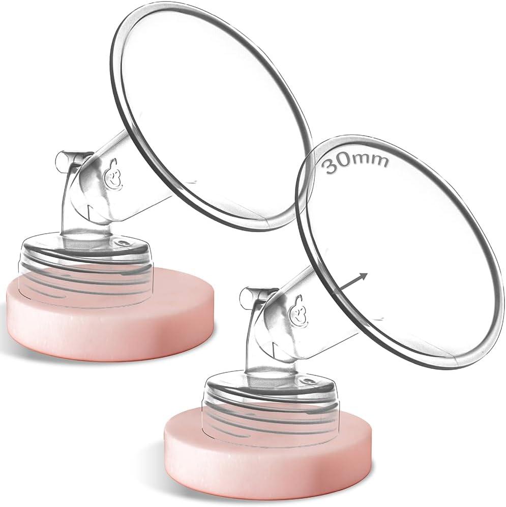 Nenesupply 30mm 2 pc Flanges Compatible with Spectra S2 S1 9 Plus Synergy Gold Breast pump Replacement to Spectra Pump Parts Flange Accessories Wide Mouth Work with Valve Backflow Protector Bottle