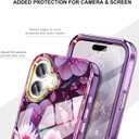 Cute Flower Case for iPhone 17 6.3 inch Built with Screen Protector, Lightweight and Stylish Full Body Shockproof Protective Rugged TPU Case for Women/Girls-Butterfly