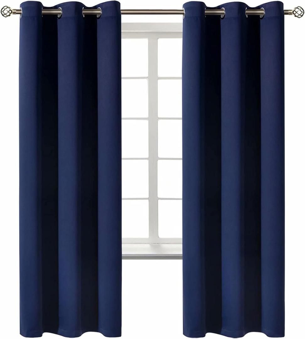 BGment Blackout Curtains for Living Room - Grommet Thermal Insulated Room Darkening Curtains for Bedroom, Set of 2 Panels (42 x 72 Inch, Navy Blue)