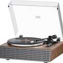 XJ-HOME All in One Vinyl Record Player with 4 Treble/Bass Stereo Speakers,Bluetooth HiFi Turntables for Vinyl Records with Magnetic Cartridge AT-3600L,Phono Preamp,33/45RPM,2-Speed,AUX in/RCA Out