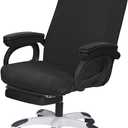 SARAFLORA Office Chair Cover- Large, Black- Removable Computer Cover for with Zipper Universal Rotating Desk High Back Seat Washable Protector Pets - 1"D x 22"W x 32"H