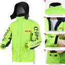 iCreek Motorcycle Rain Suit for Men and Women Waterproof Rain Gear Resistant Raincoat Outdoor Fashion with Hood (Medium, Green and Black)