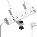 40W Fast Charging Station, Desk Clamp Power Strip 20W USB C,8 Outlets,8 USB Ports,4 USB C 4 USB A, Nightstand Edge Mount Surge Protector, 14AWG Cord, Fits 1.9" Tabletop Edge for Office, Home Furniture (6FT Length, White)