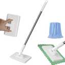 Snap Grip Mini Mop,Cloth Changing Mini Mop,NoTouch Lnstant Lnstallation Removal Wipes,Compatible with Swiffer Pads,360 Degree Rotating for Whole House Cleaning Essentials(50 inches+Cloth *10).