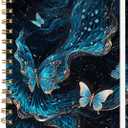 Lined Spiral Journal Notebook, A5 College Ruled Spiral Notebook for Women, Hardcover with Elegant Design for Work and Note-Taking, 5.5 * 8.25 inch,160 Pages, Starlight Butterfly