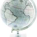 Deco 79 Marble Globe, 9" x 8" x 14", White