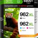 962XL Ink Cartridge Combo Pack Compatible for HP 962XL 962 Ink Cartridges Work with HP Officejet Pro 9018e 9015e 9018 9012e 9015 9010 9018e 9012 9025e 9025 9020 Printers (4 Packs)
