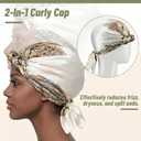 3 Pcs Wrap Hair Net with Scarf, Women Silk Press Head Wrap Netted Scarf 2 in 1 Easy-to-use for Silk Press & Nighttime Care, Styling, Sleep & Shower Cap(Luxury Boho,Beige Yellow Gold)