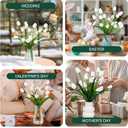 Homsunny 18.9 "Large White Imitation Tulip Artificial Flowers, 15-Piece Pack. Perfect for Spring Weddings, Valentine's Day, Easter, Mother's Day, and Elegant Home and Table vase Arrangements.