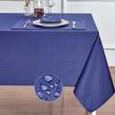 Navy Blue Jacquard 60x104 Inch Rectangle Polyester Tablecloth