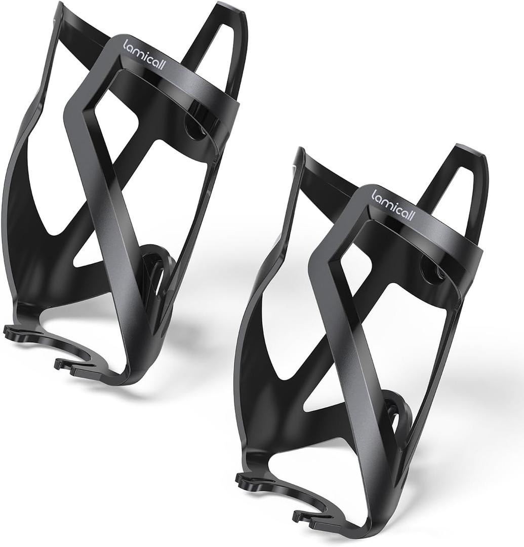 Lamicall 2 Pack Bike Water Bottle Holder - 1.2 Oz Ultralight & Sturdy Bike Cup Holder, Bicycle Drink Cage, Cycling Bike Water Bottle Cage with Screw Tool, for 2.75-3.94" Diameter Bottles