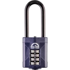 Squire Heavy Duty Padlock (CP50/2.5) - Toughest Extra Long Shackle - 4 Wheel Combination Padlock - Alloy Steel for Corrosion Resistance - Weatherproof Lock for Home, School & Shed (Blue, 50 mm)