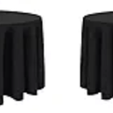 2-Pack Round 90-inch Grey Table Cloths, Solid Stain and Wrinkle Resistant Circular Tablecloth, Premium Plain Weave Polyester Fabric Table Linen Covers for Hotel, Banquet