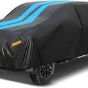 Sailnovo F150 Truck Cover Waterproof All Weather for Ford F-150 F-250 Super Crew Cab 5.5ft Short Bed Sun Rain Snow Wind Hail Protection Pickup Cover with Door Zipper, Cotton Lining, Reflective Strips (Blue)