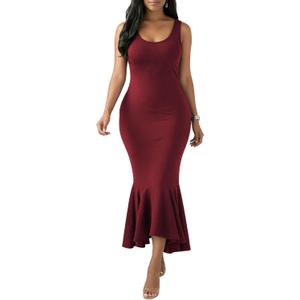 Nimsruc Summer Long Dress Bodycon Sleeveless Tank Tops Maxi Mermaid Dresses for Women 2026,  XX-Large