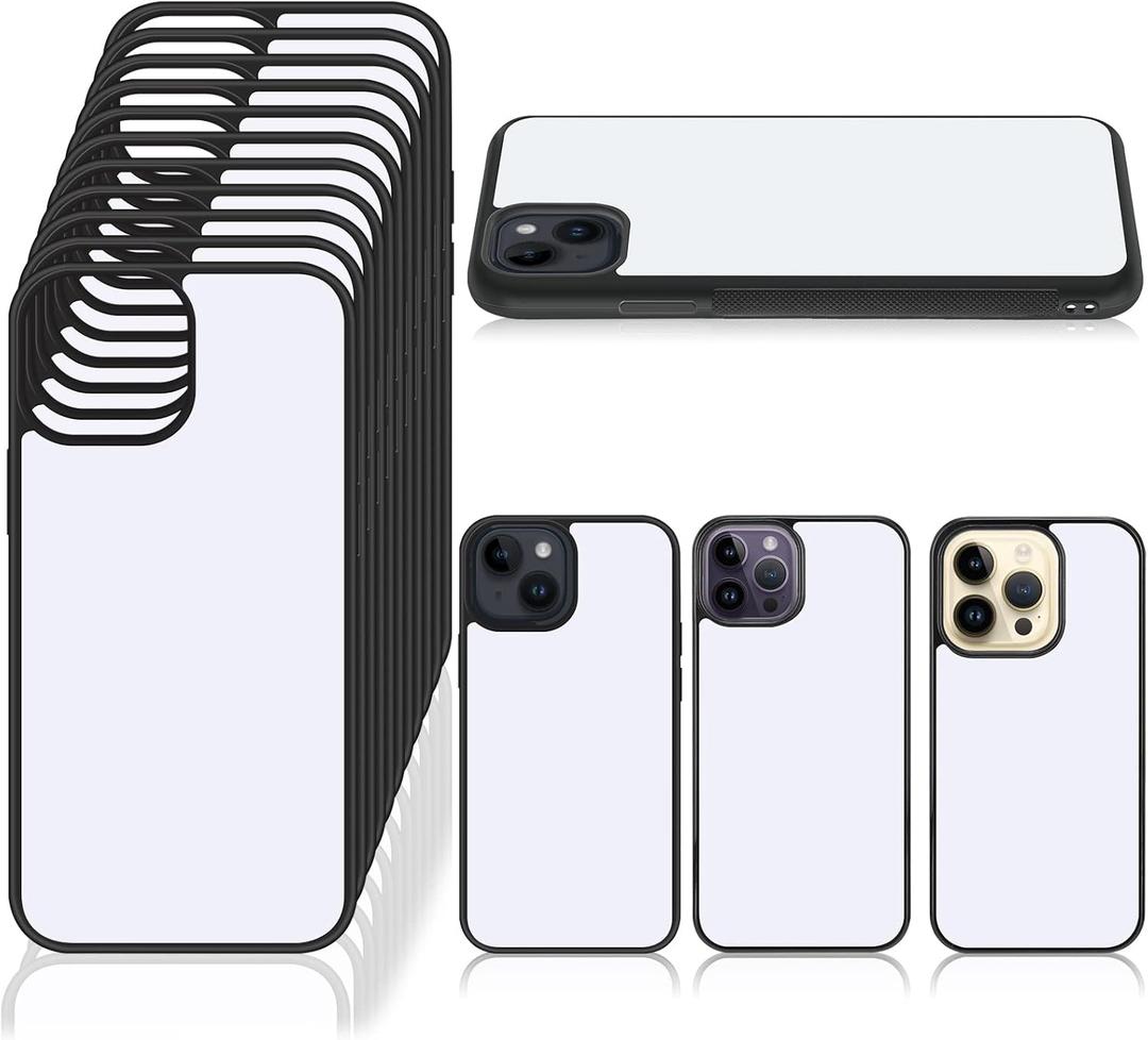 Frienda 15 Pcs Sublimation Blanks Phone Case Bulk Cover Protective Anti-Scratch Soft Shockproof Slim Covers(Compatible with iPhone 14, 14 Pro, 14 Pro Max,Black)