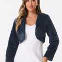 Allegra K Formal Bolero for Women's Evening Dressy Faux Fur Shrug Jacket (Blue, L)
