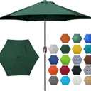 Blissun 7.5 ft Patio Umbrella, Yard Umbrella, Outdoor Market Umbrella with Push Button Tilt Crank, Dark Green, 7.5 ft diameter, 5-6 ft pole length
