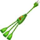 2 x 3 Way Extension Cord with LED Switch, 3.28FT Heavy Duty Green Power Cord Splitter,18AWG,10A/1250W,Automatic Overcurrent Protection,Indoor Use,for High-Power Electrical Appliances