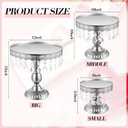 Eaasty 3 Pcs Cake Stand Set Round Cake Stand with Crystal Bling Pendants Dessert Table Display Set for Wedding Event Birthday Party Dessert Table(Sliver)