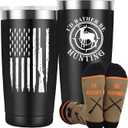 Hunting Gifts for Men, Insulated Tumbler 20 oz Coffee Travel Mug and Funny Socks, Hunter Christmas Gifts for Him Dad Husband Boyfriend Grandpa Son