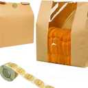 NOONEAST 100 Pack Paper Bread Bags for Homemade Bread Large Loaf Bag with Clear Front Window 14" x 8.3" x 3.5" 500pcs Homemade with Love sticker, Food Packaging Storage Popcorn Cookie Treat Bakery Bag