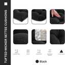 Outdoor Bench Cushion 41x19x4 Inch Loveseat Pad, Black | Tufted Seat Cushions with Ties for Patio Furniture Wicker Sofa Swing Settee, Waterproof Fade Resistant, Indoor Outside Use