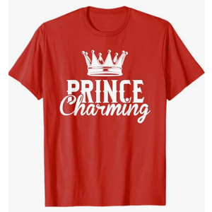 Prince Charming Funny Fairy Tale Halloween Lazy Costume T-Shirt Red, Small