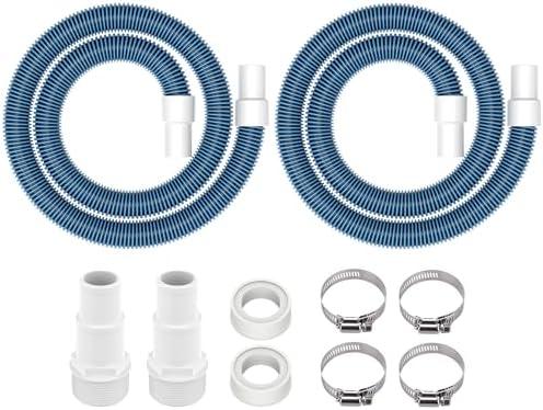 ANTOBLE 1 1/2" Swimming Pool Filter Hose Above Ground Pool Pump Hose Replacement Kit (6 Feet, 2 Hoses+4 Clamps+2 Adapters+2 Tapes)