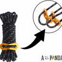 A Black rope Outdoor Guy Lines Tent Cords, AOPANDA with Aluminum Alloy Buckle for camping rope, Suitable for Camping, Outdoor Sports(4mm,13ft,4pack)