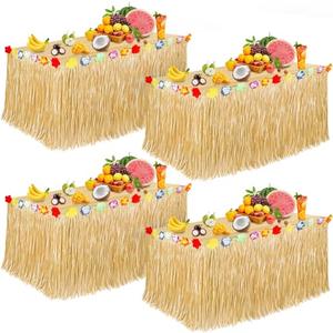 Luau Party Decorations, Grass Table Skirt for Tropical Hawaiian Party Decorations, Flower 72.8'' X 29.5'' Hawaiian Luau Party Favors & Aloha Summer Beach Themed Party Decorations Suppplies