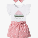 Toddler Girl Clothes Summer Girls Clothing Sets Girl Stuff T-shirt Shorts Headband 3pcs Sets Gifts 3-4Y