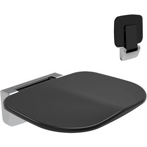 Folding Shower Chair Wall Mounted Fold Down Shower Seat 400 LB Capacity Foldable Shower Bench Seats for Adults Elderly Disabled Black (Medium-Curve)