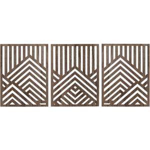 3PCS Wood Mountain Wall Art, Modern Wooden Panel Mountain Wall Decor, Decorative Forest Nature Abstract Line Minimalist Wall Art for Living Room Bedroom Farmhouse, 16.5x 12.5in (Dark brown)