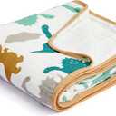 ZPECC Muslin Baby Blanket Thicker, 30x40 Organic Cotton Newborn Receiving Quilt Hypoallergenic for Baby Essentials Swaddle Crib Stroller, Dinosaur