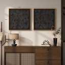 Framed Black Wood Wall Art for Living Room, Set of 2 Large Textured Geometric Abstract Artwork for Walls, Modern Minimalist Wooden Wall Decor for Dinning Room, Hallway, Office, Bedroom, 24x24 Inch