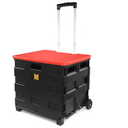 MaxWorks 50830 Collapsible Black Rolling Folding Dolly Cart for Teachers - Multi-Functional Teacher Dolly with Extra Storage, Durable Wheels, and Easy-to-Fold Design for Classroom, Office, Shopping