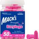 Mack's Dreamgirl Soft Foam Earplugs, 50 Pair, Pink - 30dB NRR, 33dB SNR - Small Ear Plugs for Sleeping, Snoring, Studying, Loud Events, Traveling & Concerts